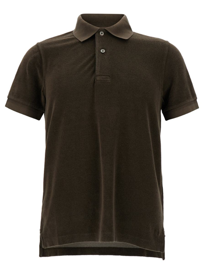 Tom Ford Polo Toweling In Brown