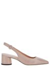 POLLINI PINK SLINGBACK PUMPS WITH BLOCK HEEL IN LEATHER WOMAN