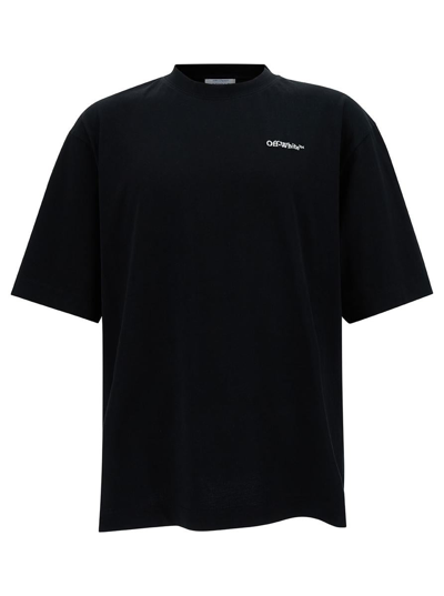 OFF-WHITE BLACK CREWNECK T-SHIRT WITH ARROW EMBROIDERY IN COTTON MAN