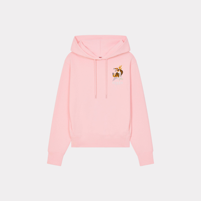 Kenzo Sweatshirt À Capuche Classique Brodé 'year Of The Dragon' Femme Rose Clair In Faded Pink