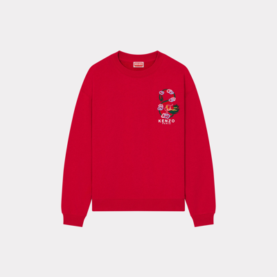Kenzo Sweatshirt Regular Brodé 'year Of The Dragon Crest' Femme Cerise In Cherry Red