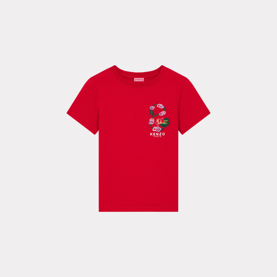 Kenzo 'year Of The Dragon Crest' Embroidered Classic T-shirt Cherry Red