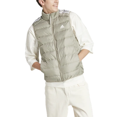 Adidas Originals Mens Adidas Essentials 3-stripes Light Down Vest In Silver Pebble