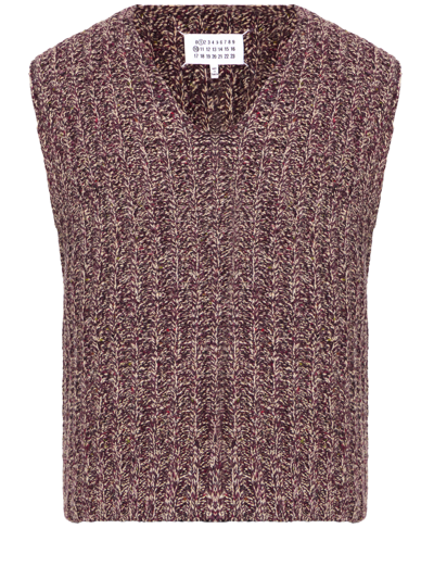 Maison Margiela Knit Waistcoat In Burgundy