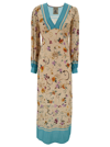 SEMICOUTURE GIOVANNA LONG LIGHT BLUE AND BEIGE DRESS WITH FLOREAL PRINT IN VISCOSE WOMAN