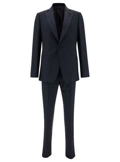 LARDINI BLUE SINGLE-BREASTED SUIT WITH PEAK REVERS IN WOOL MAN