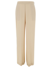 SEMICOUTURE EMERSON BEIGE STRAIGHT LOOSE PANTS IN ACETATE AND SILK BLEND WOMAN