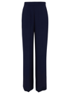 SEMICOUTURE EMERSON BLUE STRAIGHT LOOSE PANTS IN ACETATE AND SILK BLEND WOMAN
