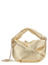 JIMMY CHOO BONNY GOLD-COLORED HANDBAG WITH BRAIDED HANDLE IN METALLIC LEATHER WOMAN