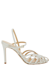 SEMICOUTURE WHITE SANDALS WITH FRONT CAGE IN PATENT LEATHER WOMAN