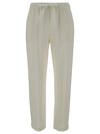 SEMICOUTURE OFF-WHITE PANTS WITH DRAWSTRING IN VISCOSE WOMAN