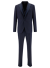 Tagliatore Blue Single-breasted Suit With Notched Revers And Brooch Detail On The Front In Blu