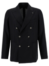 TAGLIATORE MONTECARLO BLACK DOUBLE-BREASTED JACKET WITH SILVER-COLORED BUTTONS IN WOOL MAN