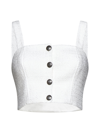 Alessandra Rich Checked Tweed Crop Top In White