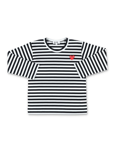 Comme Des Garçons Play Kids' Embroidered Heart Top In Nero E Bianco
