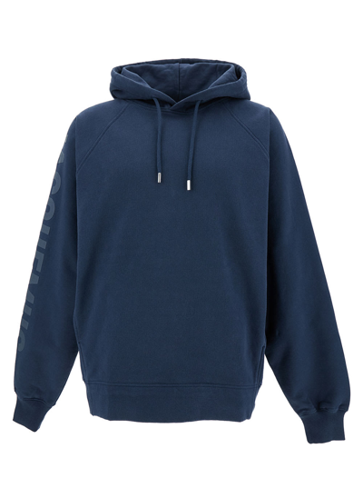 Jacquemus Relaxed Fit Cropped Hoodie With Raglan Sleeves In Blue