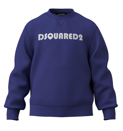 Dsquared2 Kids' Logo Printed Crewneck Sweatshirt In Blue