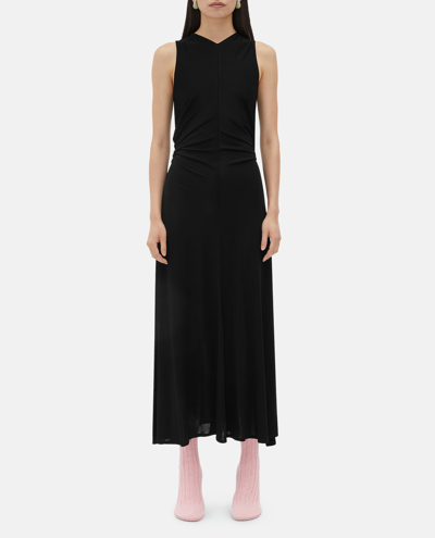 Bottega Veneta Long Dress In Viscose Jersey With Knot Ring In Black