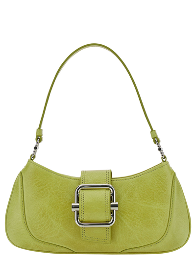 OSOI SMALL BROCLE YELLOW SHOULDER BAG IN HAMMERED LEATHER WOMAN
