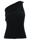 RICK OWENS ATHENA BLACK RIBBED ONE-SHOULDER TOP IN WOOL WOMAN