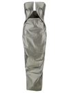 RICK OWENS PROWN MAXI SILVER DRESS WITH CUT-OUT DETAIL IN STRETCH COTTON WOMAN