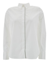 Brunello Cucinelli Oversized White Shirt With Monile Detail In Cotton Blend Woman In White