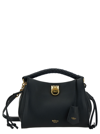 MULBERRY SMALL IRIS BLACK HANDBAG WITH LOGO DETAIL IN HAMMERED LEATHER WOMAN