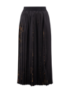 Versace Jeans Couture Watercolour Couture-print Pleated Skirt In Black/gold
