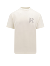 Palm Angels T-shirt With Studded Monogram In White