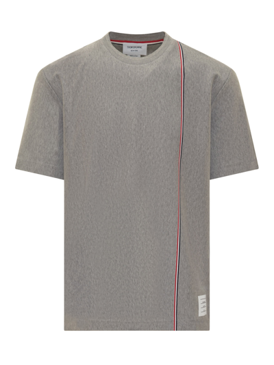 Thom Browne Rwb Ribbed T-shirt In Med Grey