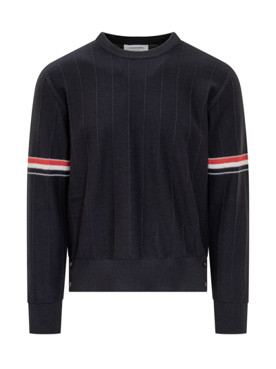 Thom Browne 4-bar Striped Pattern Sweater In Navy