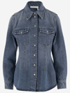 Chloé Chloè Cotton Blend Denim Shirt In Foggy Blue