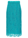 Dolce & Gabbana High-waisted Floral Lace Skirt In Light Blue
