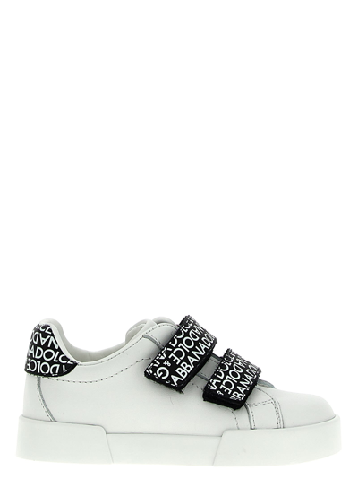 Dolce & Gabbana Kids' Portofino Sneakers In White/black