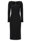 Dolce & Gabbana Long-sleeve Square-neck Midi Dress In Black