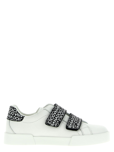 Dolce & Gabbana Kids' Portofino Sneakers In White/black