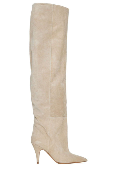 Khaite The River Pointed-toe Knee-high Boots In Nude