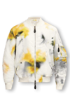 Alexander Mcqueen Front Zipped Blurred Padded Bomber Jacket In White