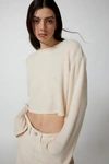 Urban Renewal Remnants Cozy Ribbed Drippy Sleeve Sweater In Cream, Women's At Urban Outfitters