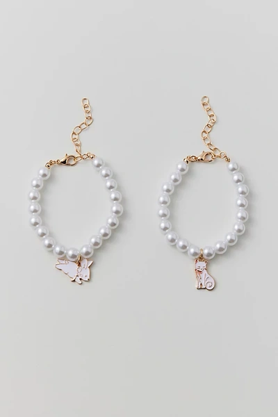 Urban Outfitters Enameled Charm Pearl Bracelet Set In Bunny/cat, Women's At