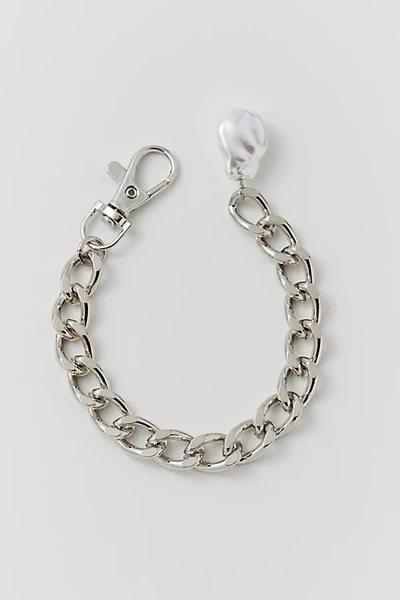 Urban Outfitters Statement Pearl And Chain Bracelet In Silver, Women's At