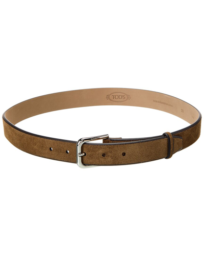 Tod's New Classic Suede Belt In Green