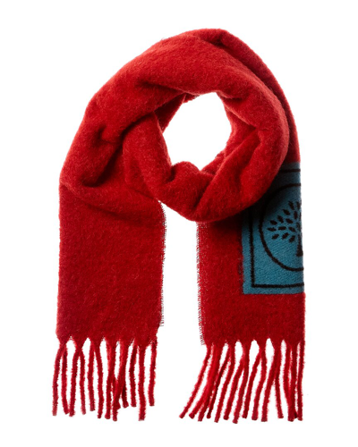 Mulberry Logo Patch Solid Alpaca, Mohair & Wool-blend Scarf In Red