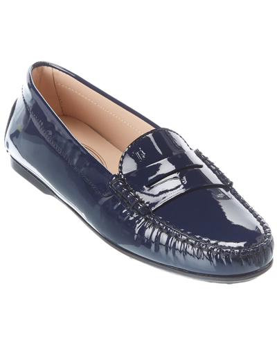 Tod's City Gommino Patent Loafer In Blue