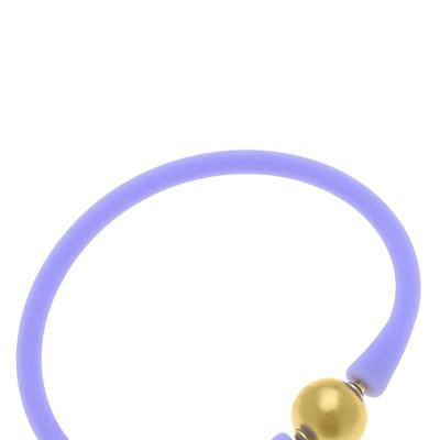 Canvas Style Bali 24k Gold Plated Ball Bead Silicone Bracelet In Lilac In Purple