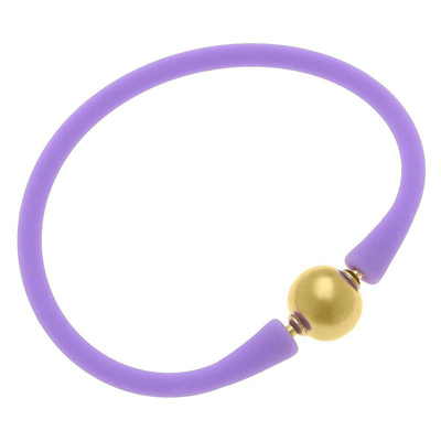 Canvas Style Bali 24k Gold Plated Ball Bead Silicone Bracelet In Lavender In Purple