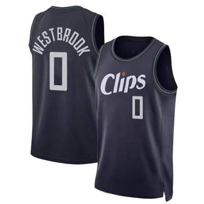 Sheshow Men's La Clippers Russell Westbrook 0# 2024 City Edition Jersey Navy In Blue