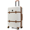 Badgley Mischka Grace Expandable 25" Medium Checked Retro Suitcase In White