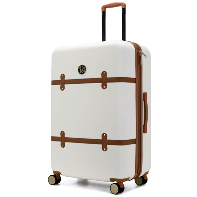 Badgley Mischka Grace Expandable 25" Medium Checked Retro Suitcase In White