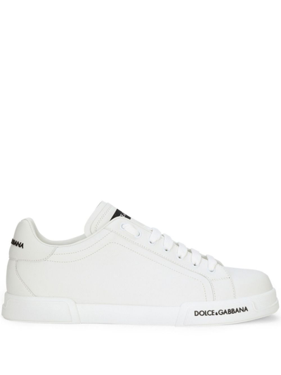 DOLCE & GABBANA PORTOFINO LEATHER SNEAKERS - MEN'S - RUBBER/POLYESTER/GOAT SKIN/LAMBSKIN